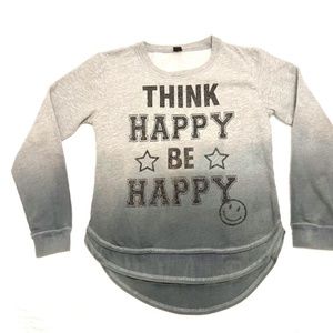 STAR RIDE PRINT "THINK HAPPY BE HAPPY" COTTON UNISEX SWEATER PULLOVER
